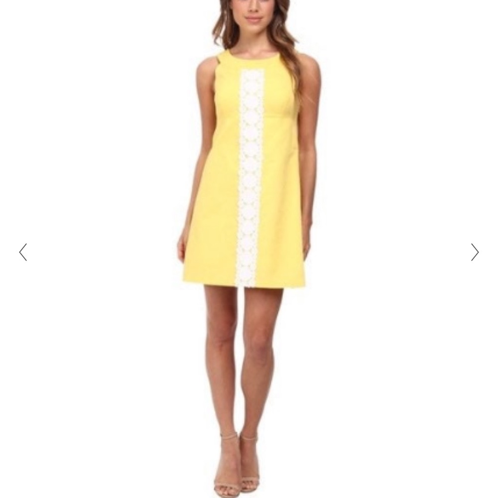 NWT Lilly Pulitzer Jacqueline Yellow Embroidered Lace Applique Dress resort - Picture 2 of 10